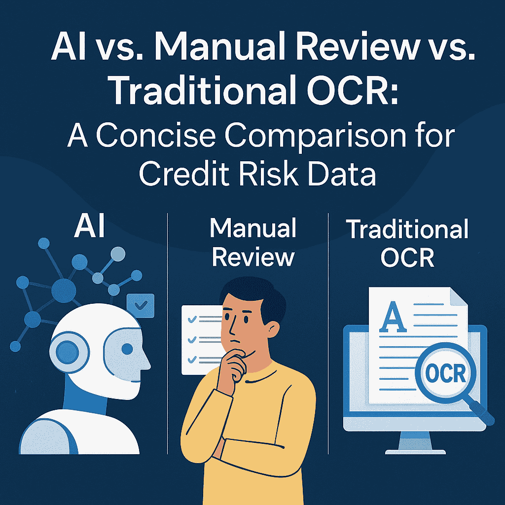 AI vs. Manual Review vs. Traditional OCR: A Concise Comparison for Credit Risk Data